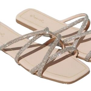 Nwot Qupid Rhinestone Strappy Slide on Sandals Size 6